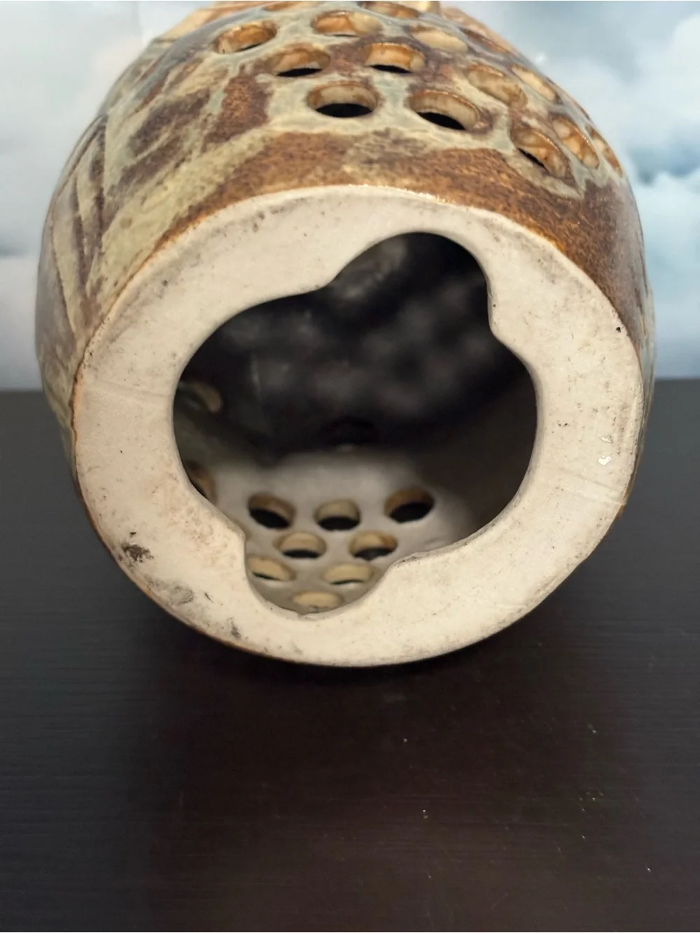 Vintage 60’s or 70’s Earthware Owl Candle Holder. Boho. MCM. PO